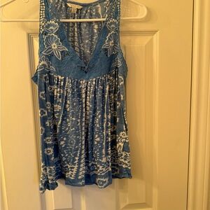 Lucky Brand Blue and White Floral Tank Top